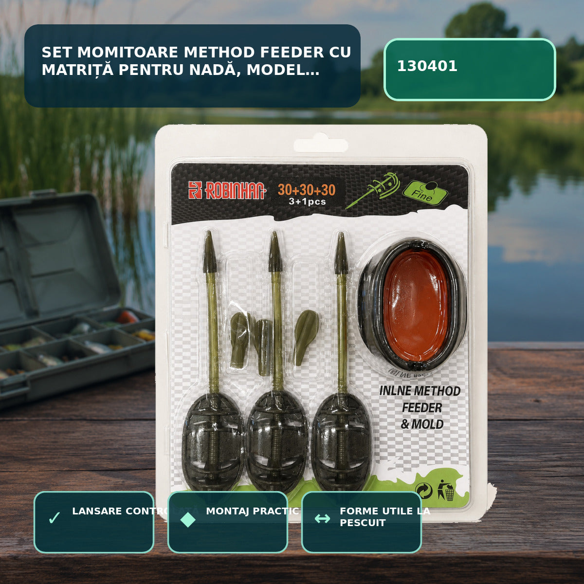 Set Momitoare Method Feeder cu Matriță pentru Nadă, Model 130401 – imagine principală