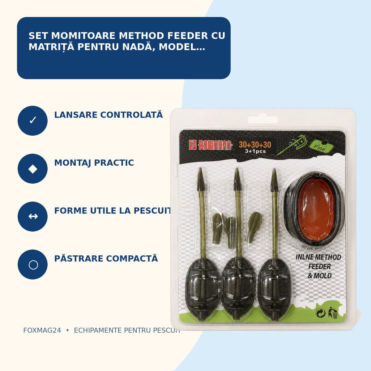 Set Momitoare Method Feeder cu Matriță pentru Nadă, Model 130401 – caracteristici