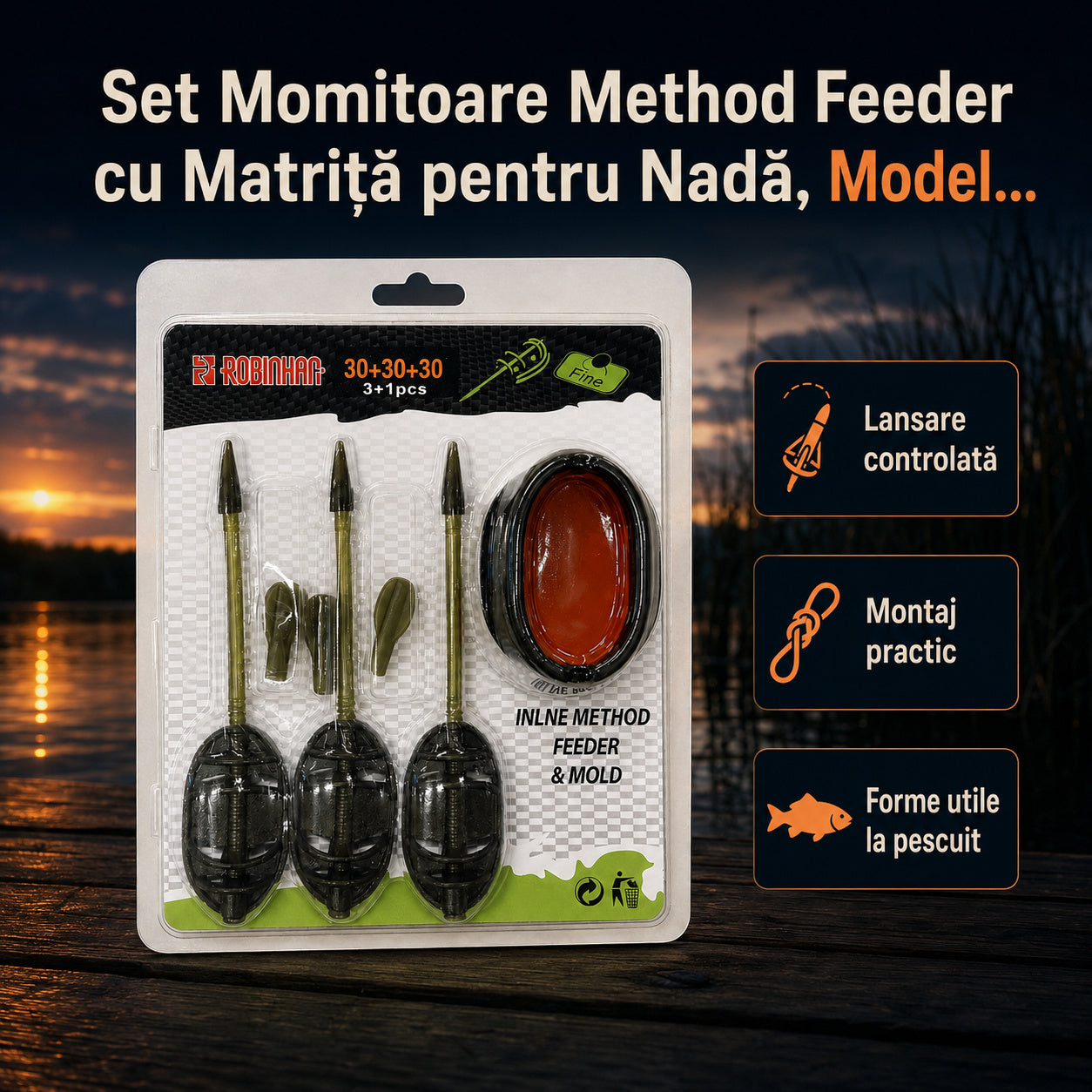 Set Momitoare Method Feeder cu Matriță pentru Nadă, Model 130401 – imagine principală