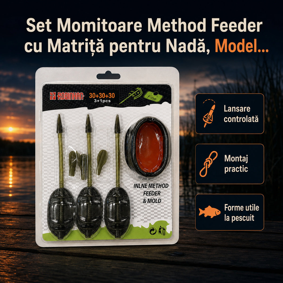 Set Momitoare Method Feeder cu Matriță pentru Nadă, Model 130401 – imagine principală promoțională