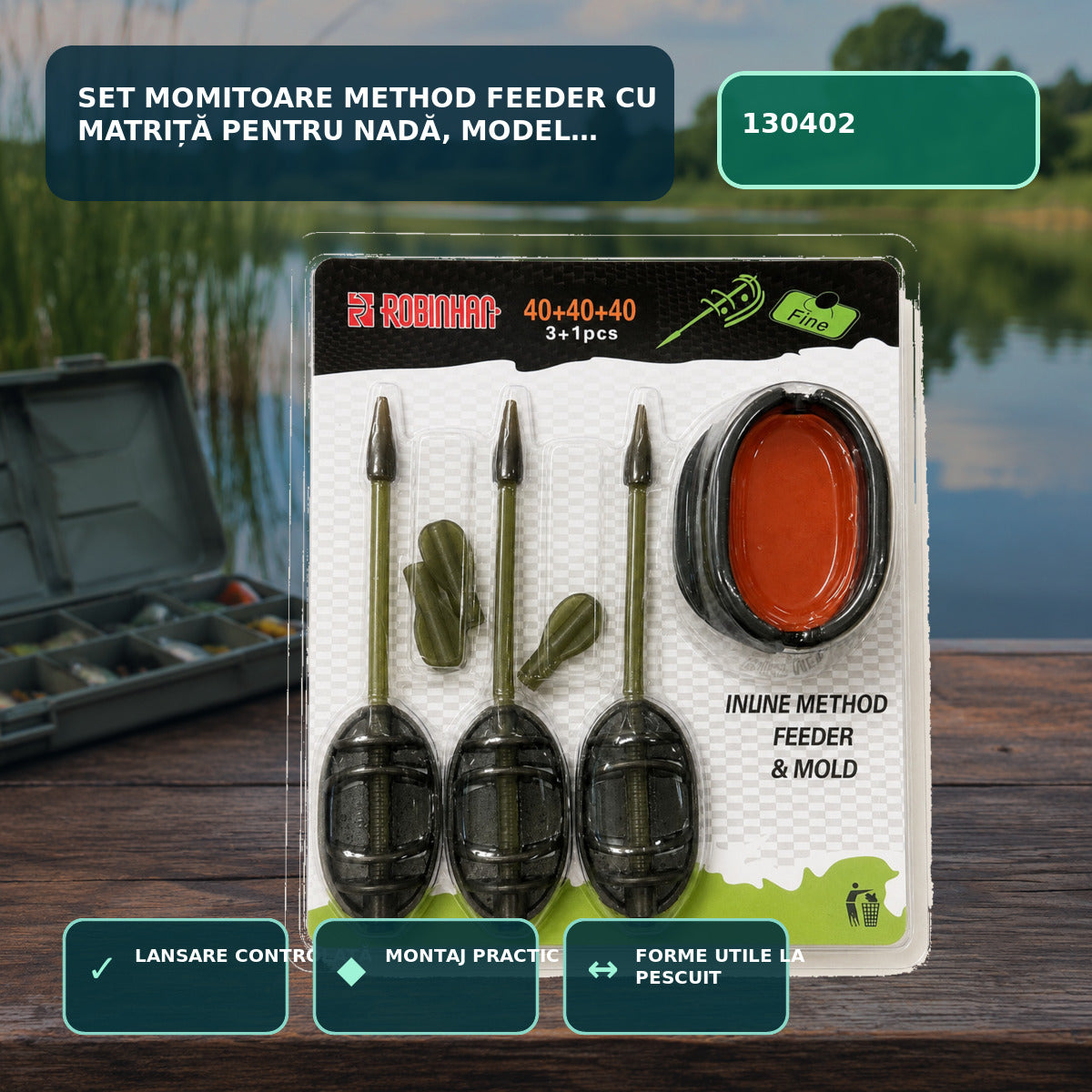 Set Momitoare Method Feeder cu Matriță pentru Nadă, Model 130402 – imagine principală