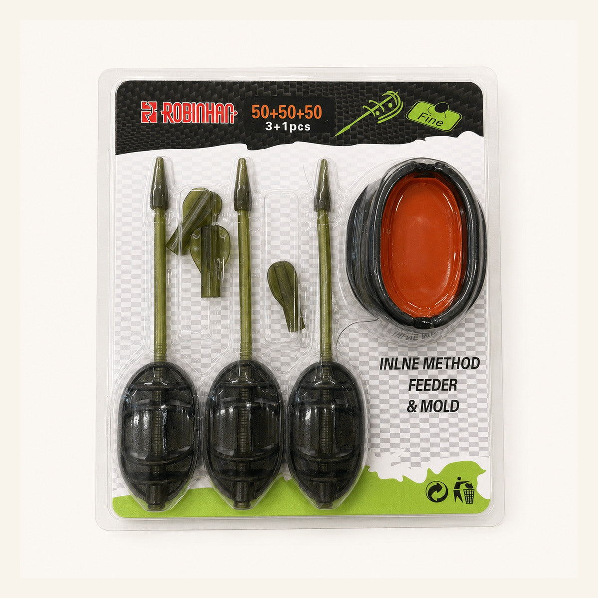 Set Momitoare Method Feeder cu Matriță pentru Nadă, Model 130403 – imagine de catalog pe fundal alb cald