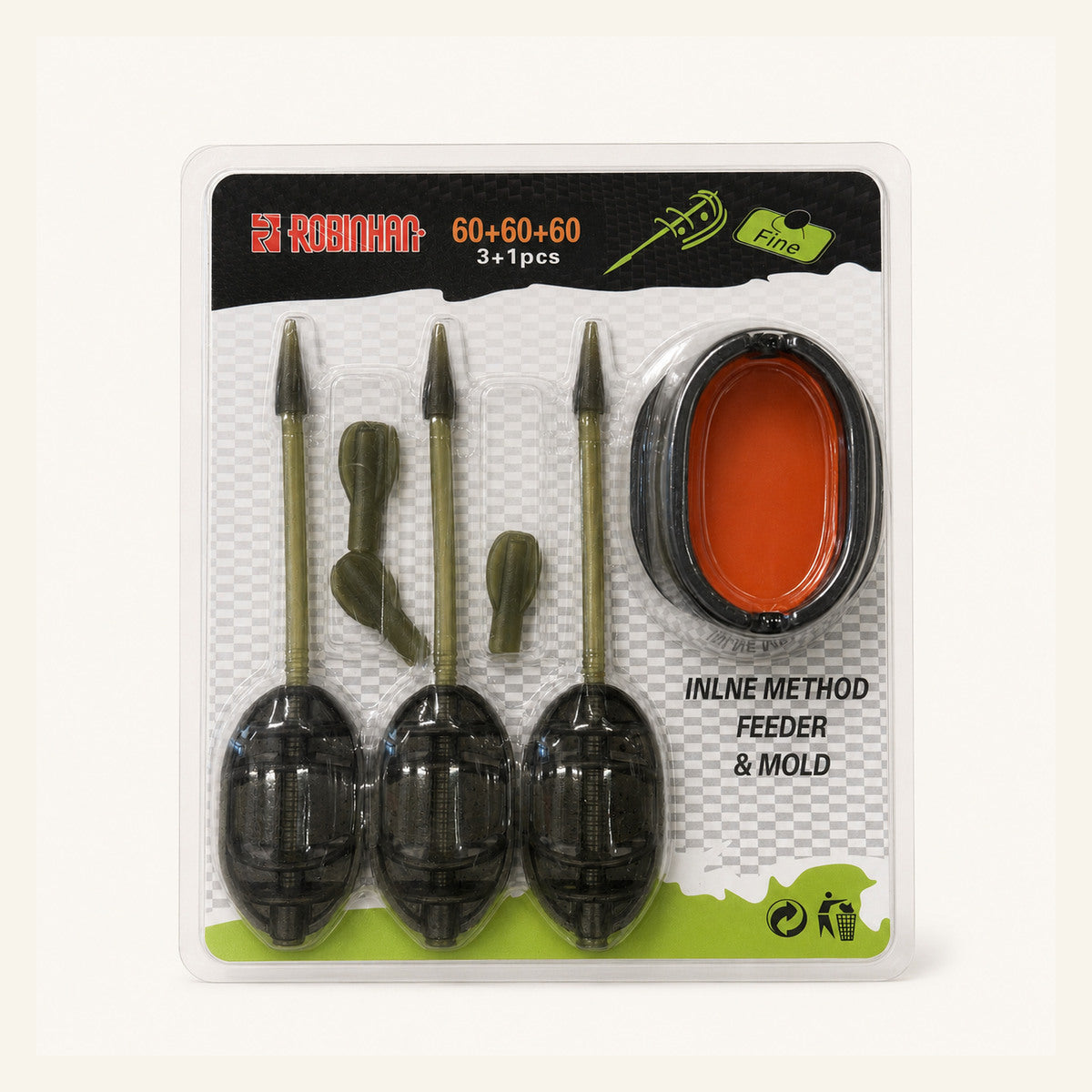 Set Momitoare Method Feeder cu Matriță pentru Nadă, Model 130404 – imagine de catalog pe fundal alb cald