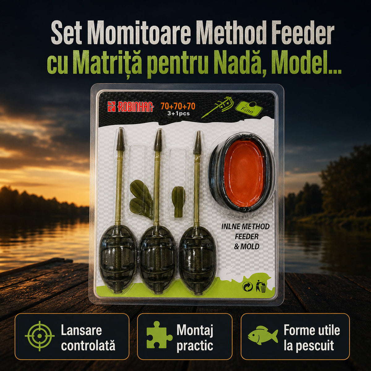 Set Momitoare Method Feeder cu Matriță pentru Nadă, Model 130405 – imagine principală promoțională