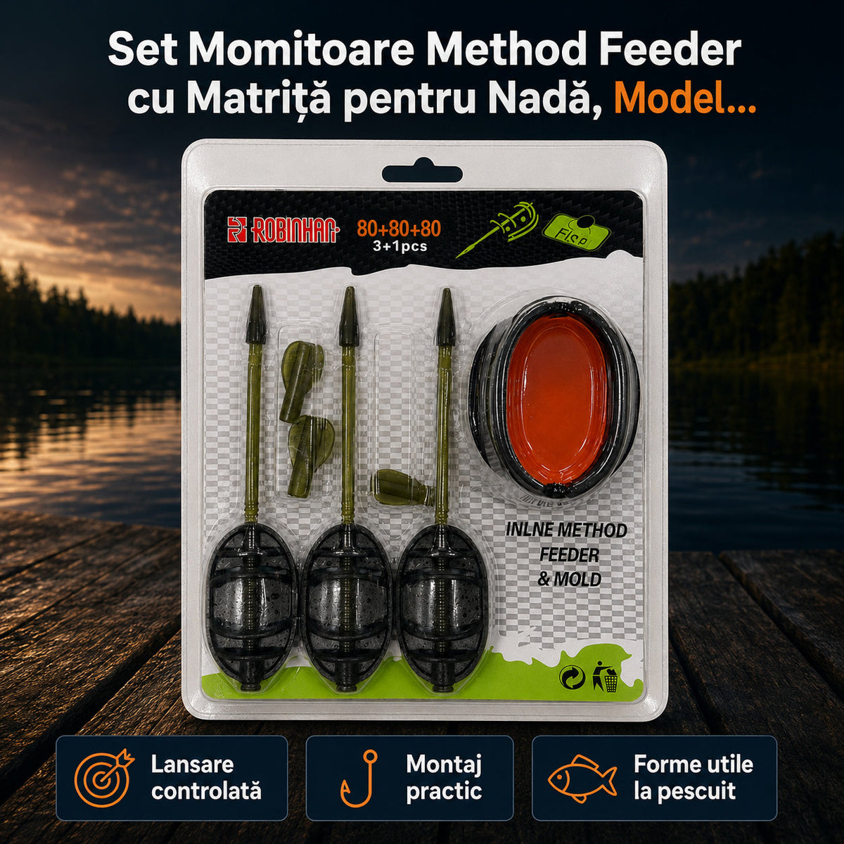 Set Momitoare Method Feeder cu Matriță pentru Nadă, Model 130406 – imagine principală promoțională