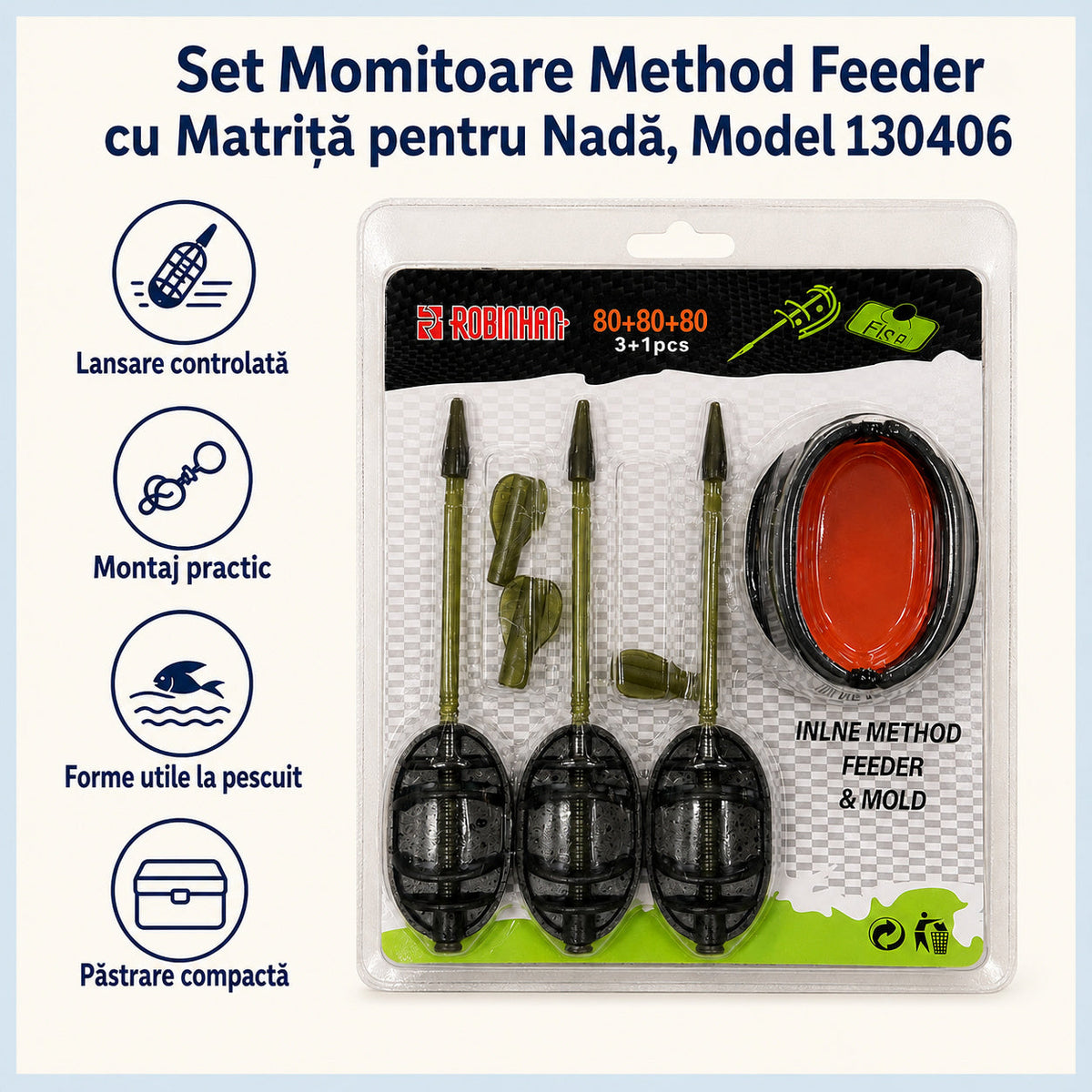 Set Momitoare Method Feeder cu Matriță pentru Nadă, Model 130406 – caracteristici și beneficii