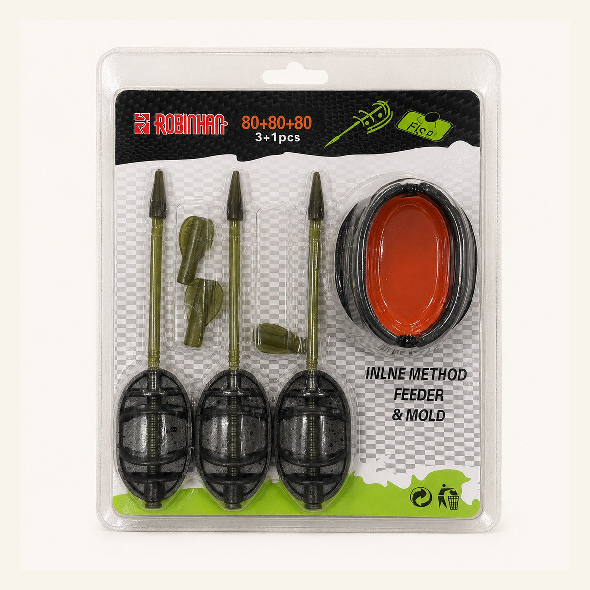 Set Momitoare Method Feeder cu Matriță pentru Nadă, Model 130406 – imagine de catalog pe fundal alb cald