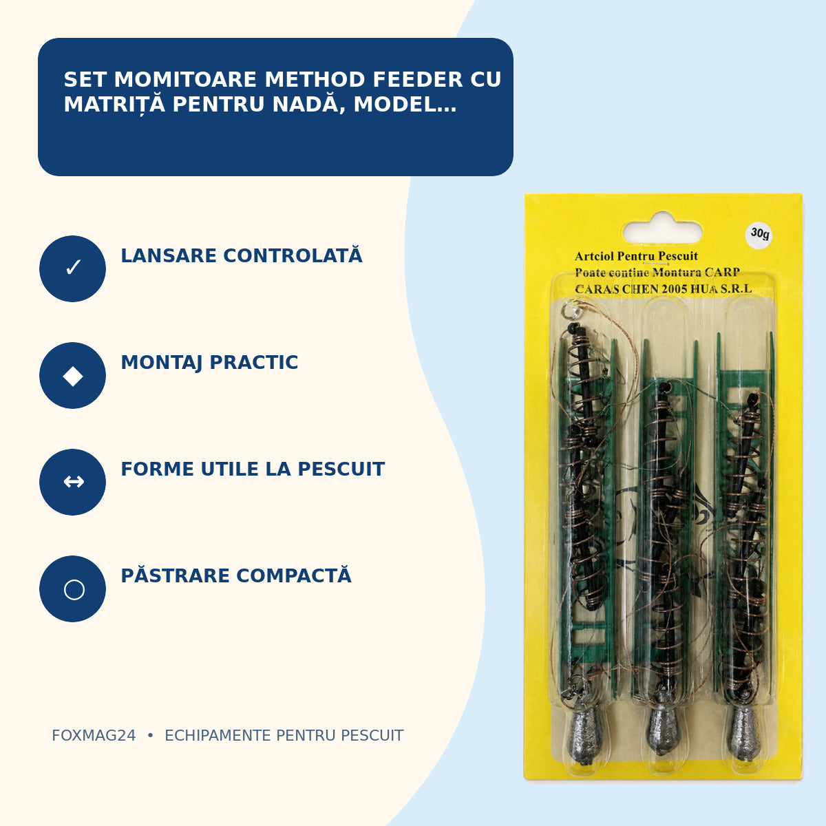 Set Momitoare Method Feeder cu Matriță pentru Nadă, Model 170308 – caracteristici