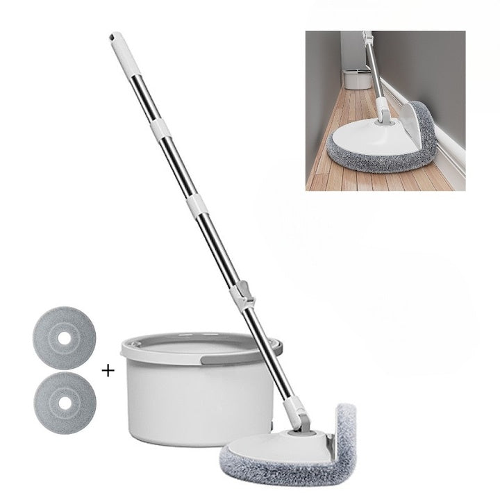 Set mop cu galeata, rotire 360°, separare apa curata/murdara, 2 lavete din microfibra, alb