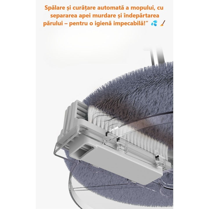 Set mop cu galeata, rotire 360°, separare apa curata/murdara, 2 lavete din microfibra, alb