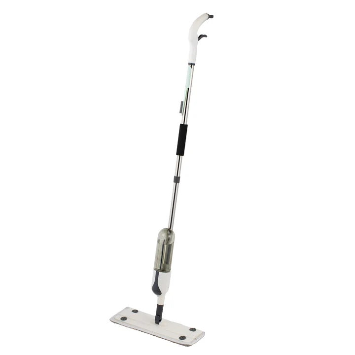 Set mop plat cu pulverizator, maner din aluminiu de 125 cm, cap din microfibra, rezervor integrat ,ideal pentru curatarea eficienta a podelelor din lemn, gresie sau laminat, alb