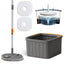 Set mop rotativ cu doua rezerve, galeata patrata cu doua compartimente separate pentru apa curata si murdara, rotatie 360, gri antracit