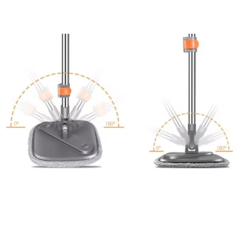 Set mop rotativ cu doua rezerve, galeata patrata cu doua compartimente separate pentru apa curata si murdara, rotatie 360, gri antracit