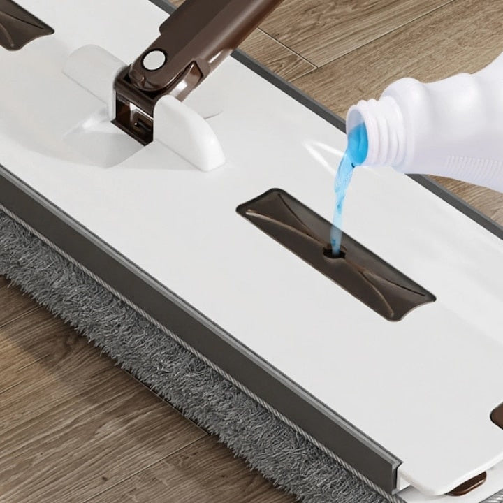 Set mop rotativ cu lighean pliabil, cu laveta din microfibra, storcator atasat, usor de depozitat si curatat, alb