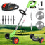 Set motocoasa electrica, cu 2 acumulatori, putere 1500W, cu 3 unghiuri de taiere, baterie 48V si alte accesorii, din ABS si metal, cu roti detasabile, verde