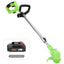 Set motocoasa electrica, cu 2 acumulatori, putere 1500W, cu 3 unghiuri de taiere, baterie 48V si alte accesorii, din ABS si metal, cu roti detasabile, verde
