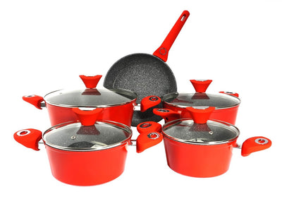Set oale 9 piese aluminiu cu interior granit, compatibil inductie