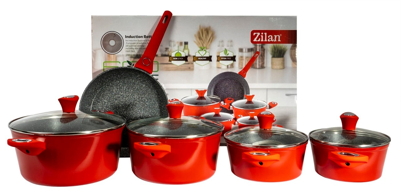 Set oale 9 piese aluminiu cu interior granit, compatibil inductie