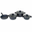 Set oale aluminiu 7 piese cu manere si capace sticla termorezistenta