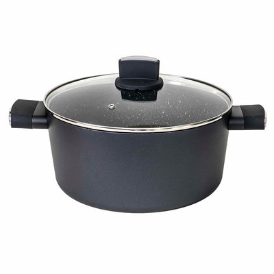 Set oale aluminiu 7 piese cu manere si capace sticla termorezistenta