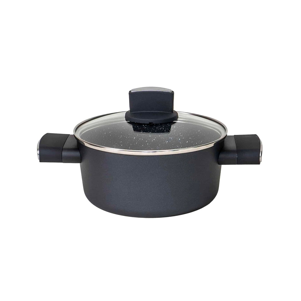 Set oale aluminiu 7 piese cu manere si capace sticla termorezistenta