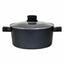 Set oale aluminiu 9 piese cu capace sticla termorezistente, 4 oale si tigaie