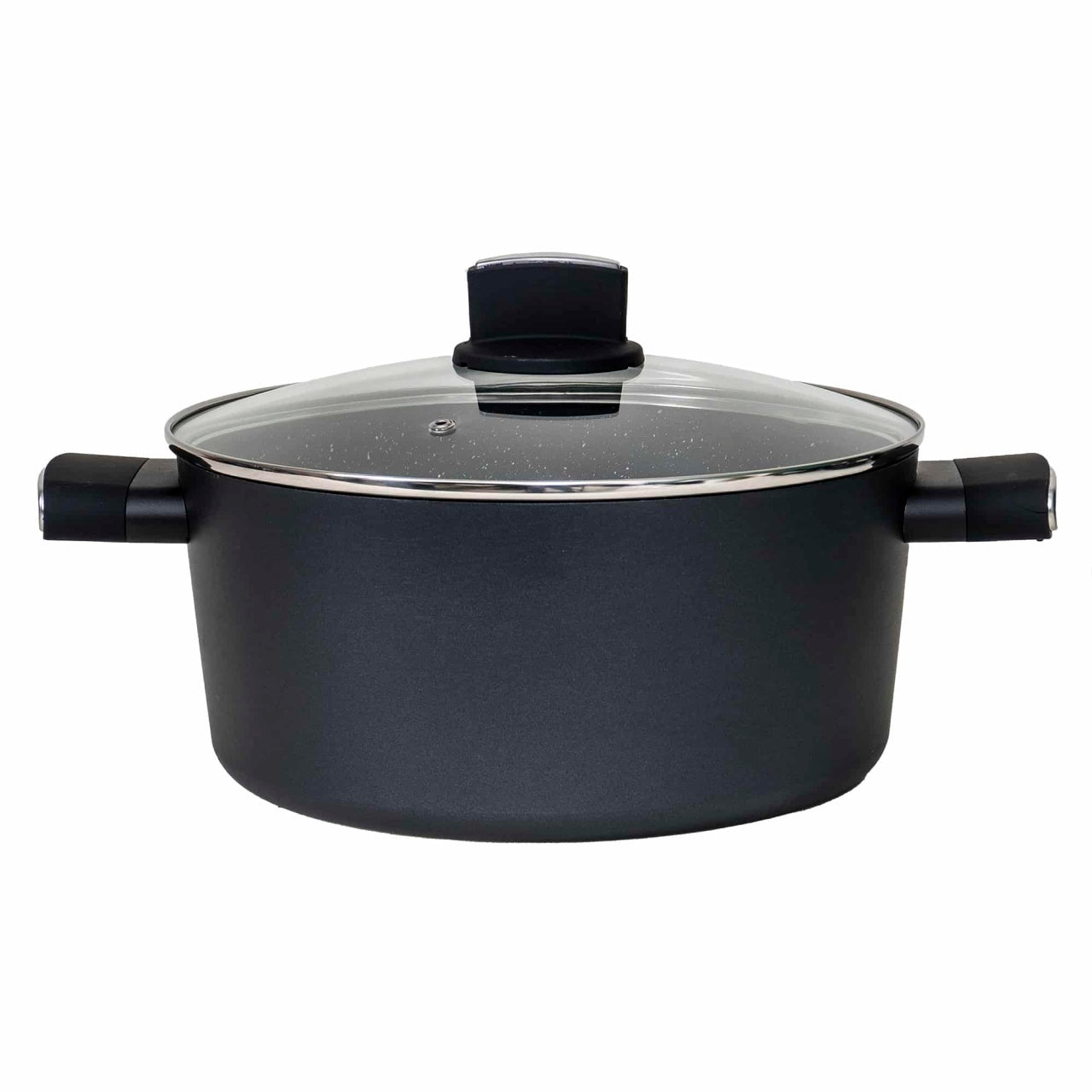 Set oale aluminiu 9 piese cu capace sticla termorezistente, 4 oale si tigaie