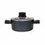 Set oale aluminiu 9 piese cu capace sticla termorezistente, 4 oale si tigaie