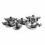 Set oale inox 12 piese cu cratite, tigaie si capace din sticla