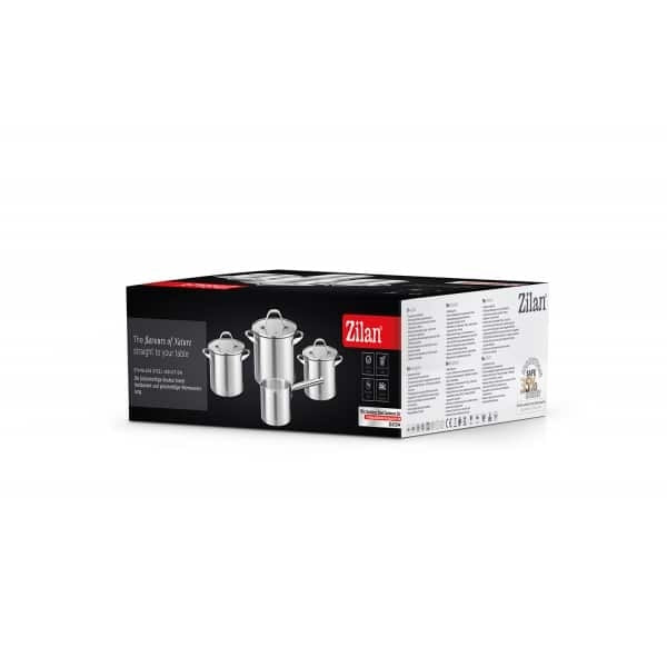 Set oale inox 7 piese cu cratita, capace sticla, compatibil gaz, electric, inductie