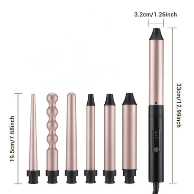 Set ondulator de par, cu 6 capete interschimbabile, invelis ceramic, temperatura reglabila, incalzire rapida, oprire automata, negru