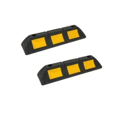 Set opritor de roti pentru parcare, cu 2 piese, din cauciuc, cu benzi reflectorizante pentru noapte, negru
