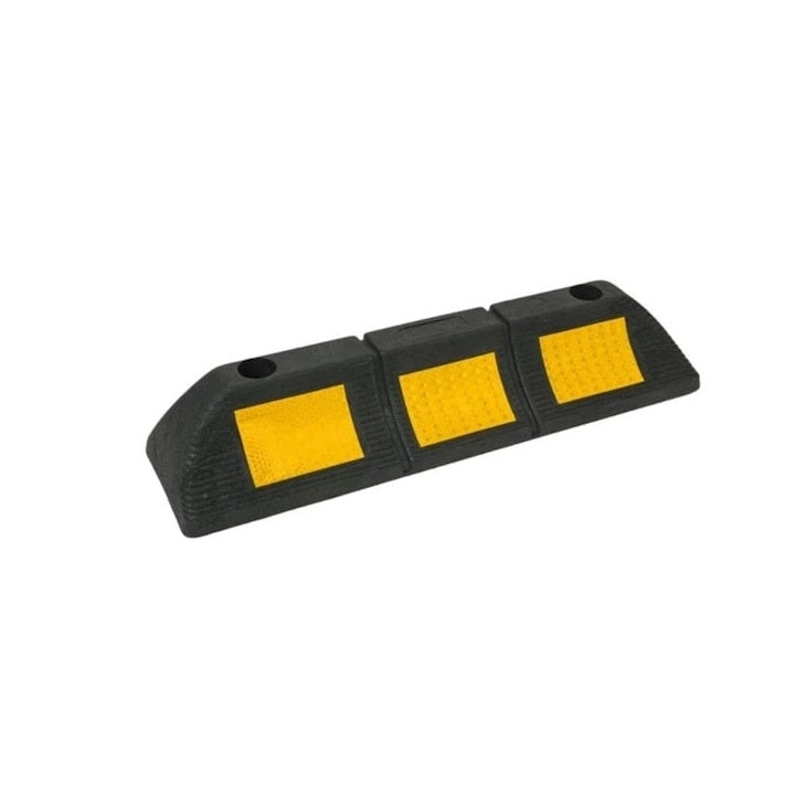 Set opritor de roti pentru parcare, cu 2 piese, din cauciuc, cu benzi reflectorizante pentru noapte, negru