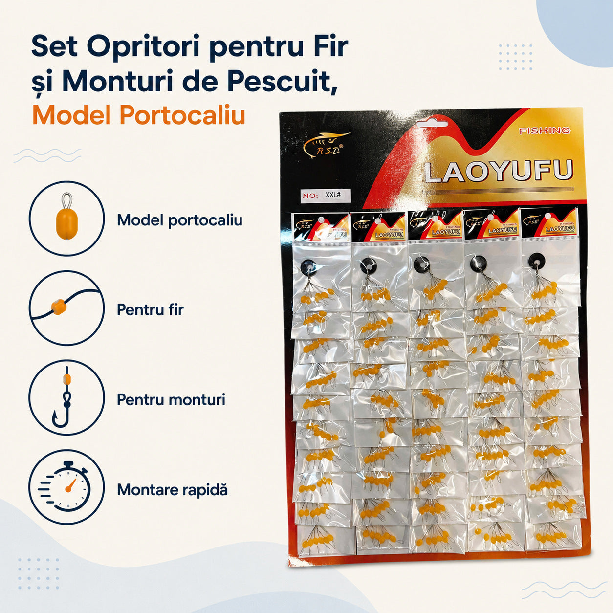 Set Opritori pentru Fir și Monturi de Pescuit, Model Portocaliu – caracteristici