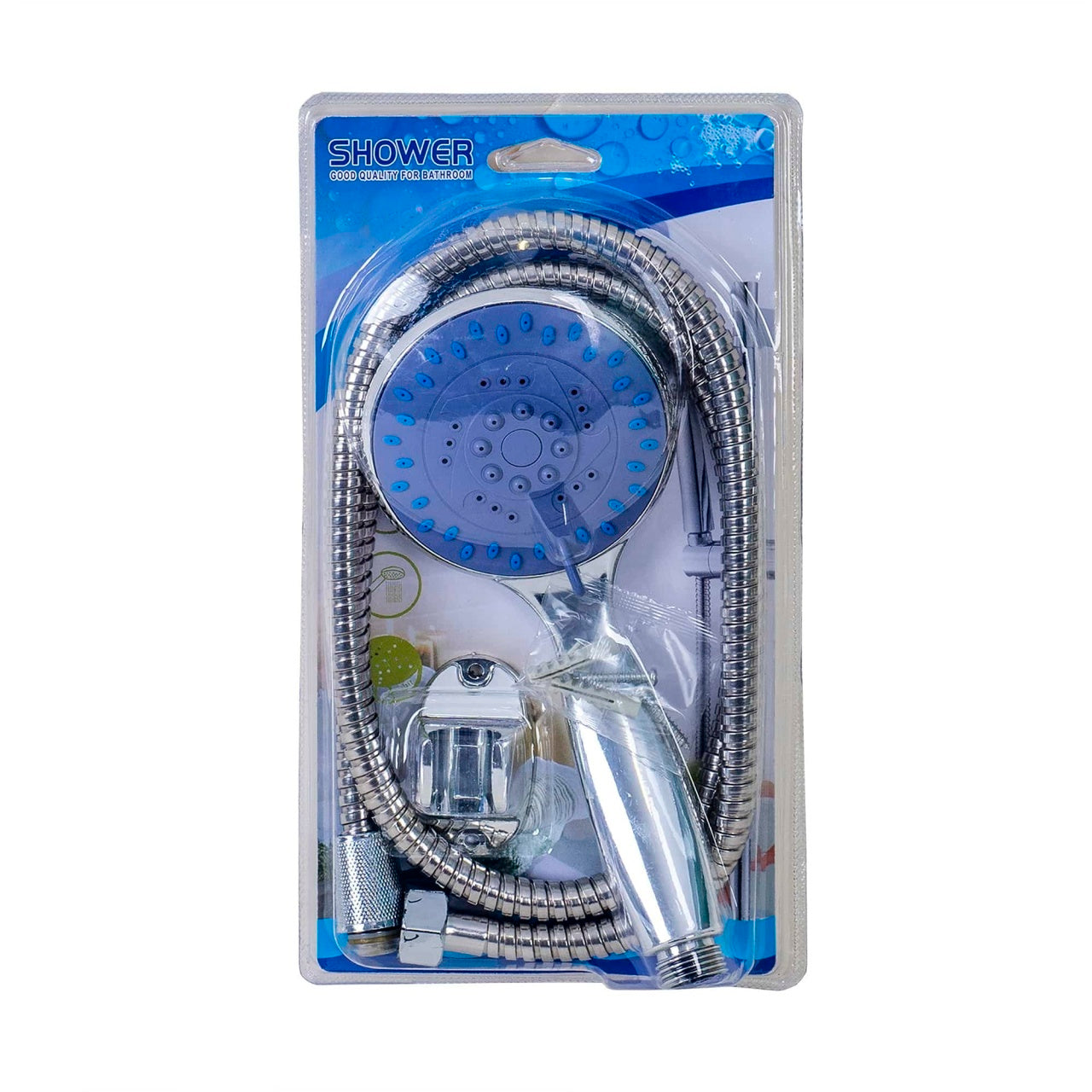 Set para dus lux cu furtun 115 cm si suport, finisaj cromat, argintiu