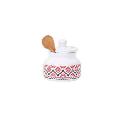 Set pentru miere cu cana si lingurita, ceramica, 300ml, H12cm