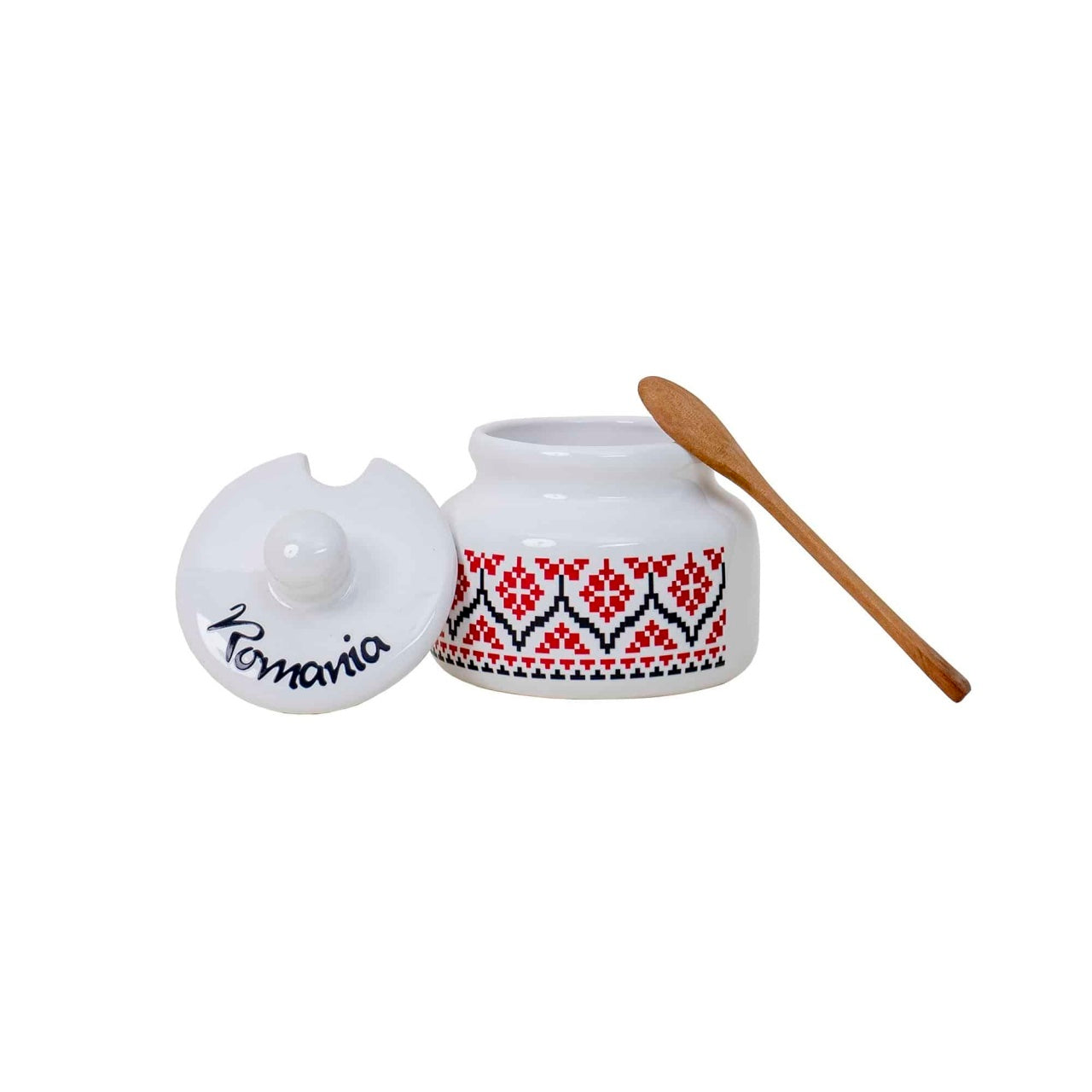 Set pentru miere cu cana si lingurita, ceramica, 300ml, H12cm