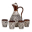 Set pentru vin din ceramica cu ulcior 2L si 4 pahare 180 ml, design rustic
