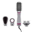 Set perie de par electrica, putere 1200W, cu trei viteze, 4 capete interschimbabile, duza de aer inlocuibila, negru/roz