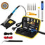 Set pistol de lipit cu 15 piese, putere 60W, cu temperatura reglabila, unealta pentru dezizolat cablu, penseta, tub cu fludor, varfuri de schimb, negru