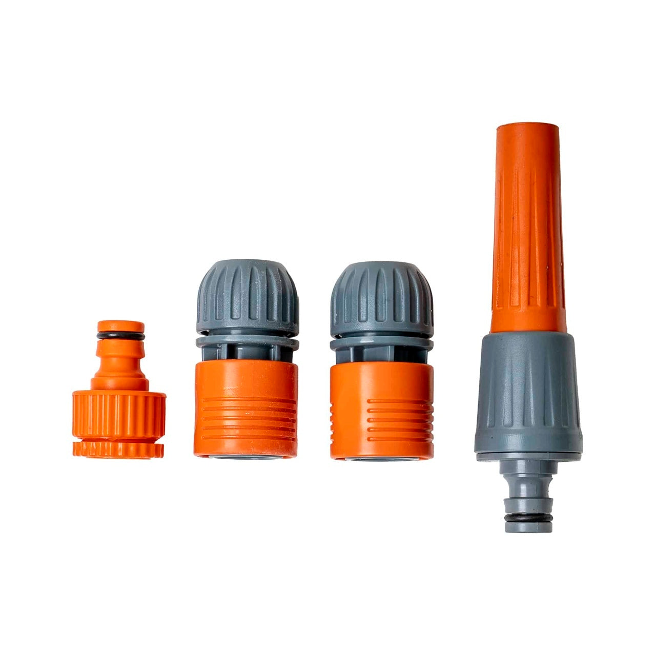 Set pistol pentru furtun cu conectori, 4 piese, multifunctional, gri-portocaliu
