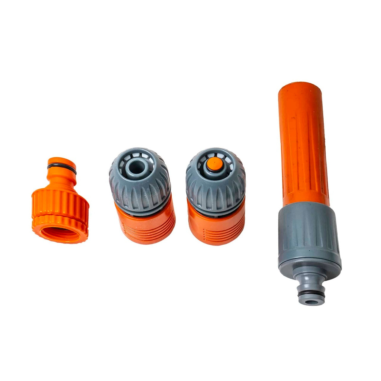 Set pistol pentru furtun cu conectori, 4 piese, multifunctional, gri-portocaliu
