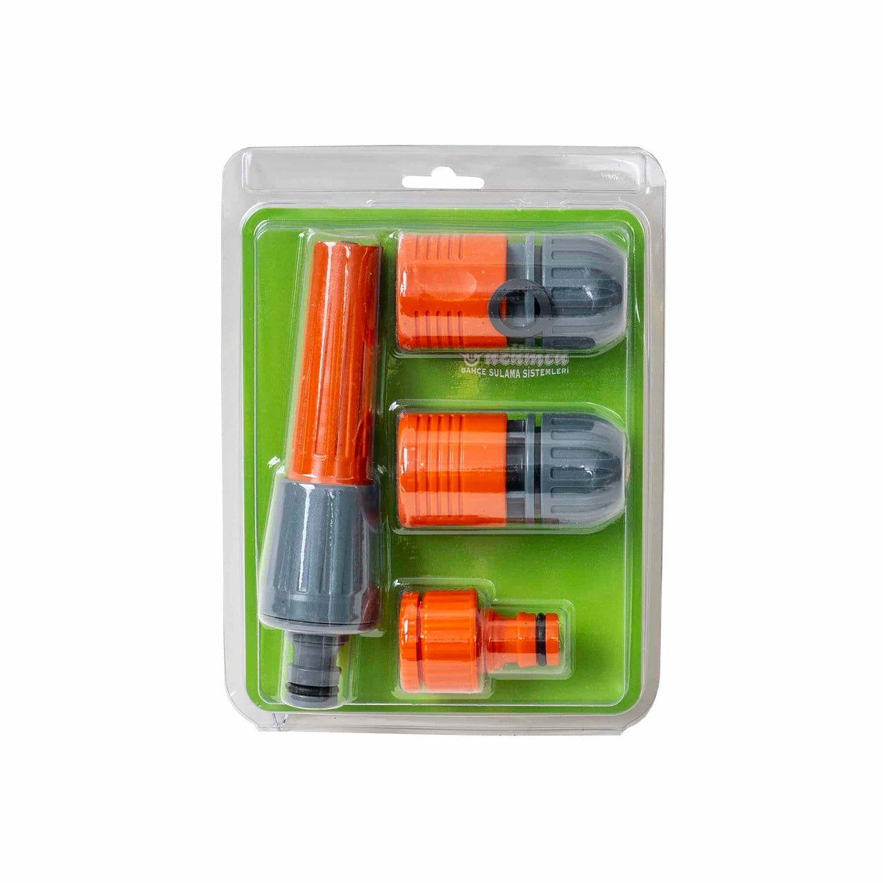 Set pistol pentru furtun cu conectori, 4 piese, multifunctional, gri-portocaliu