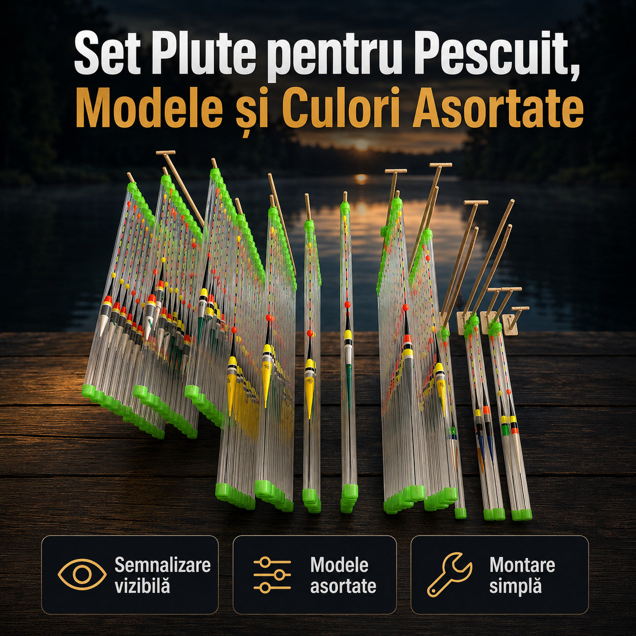 Set Plute pentru Pescuit, Modele și Culori Asortate – imagine principală