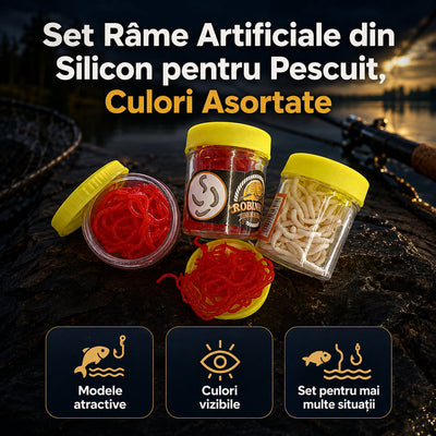 Set Râme Artificiale din Silicon pentru Pescuit, Culori Asortate – imagine principală promoțională