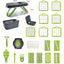 Set razatoare cu 22 de piese, cu lame din otel inoxidabil, accesorii pentru taiat si feliat, gri/verde