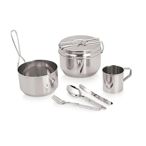 Set serviciu FOXMAG24, pentru picnic/camping, cu 7 pcs din otel inoxidabil