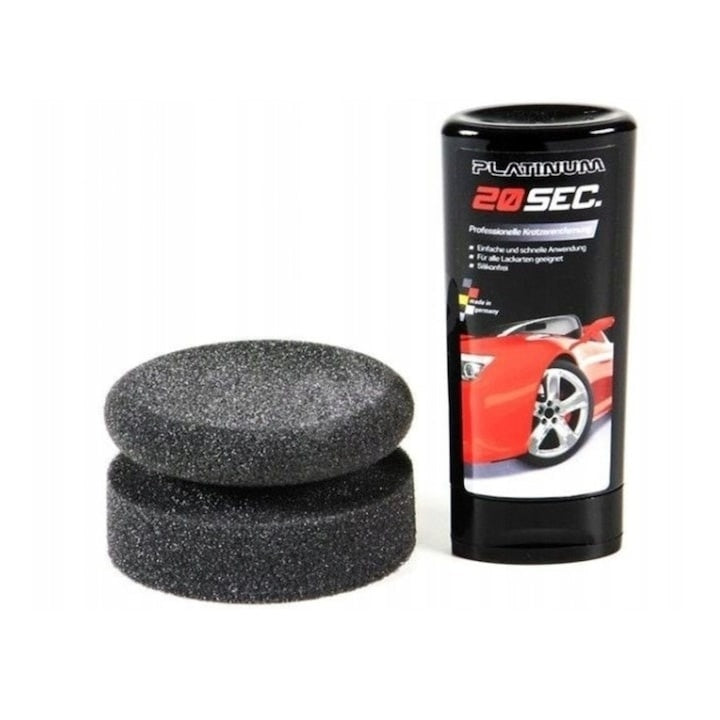 Set solutie si buretel pentru eliminarea zgarieturilor auto, efect de polish, actioneaza in 20 de secunde, compatibla cu orice culoare, transparent