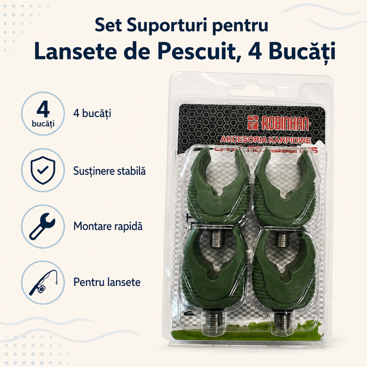 Set Suporturi pentru Lansete de Pescuit, 4 Bucăți – caracteristici