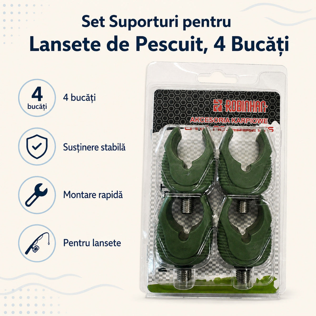 Set Suporturi pentru Lansete de Pescuit, 4 Bucăți – caracteristici și beneficii